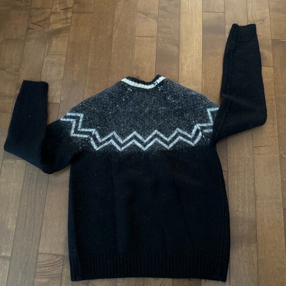 American Vintage unbranded Faire Isle Sweater black & gray size XS - Picture 10 of 12